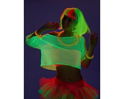 "Fluo geel jaren 80 t-shirt voor vrouwen - Verkleedkleding - One size"