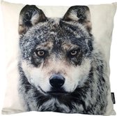 Nature Wolf Kussenhoes | Katoen / Linnen | 45 x 45 cm