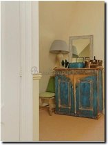Brocante spiegel Brittany Grijsgroen medium 65mm    Buitenmaat 64x74cm