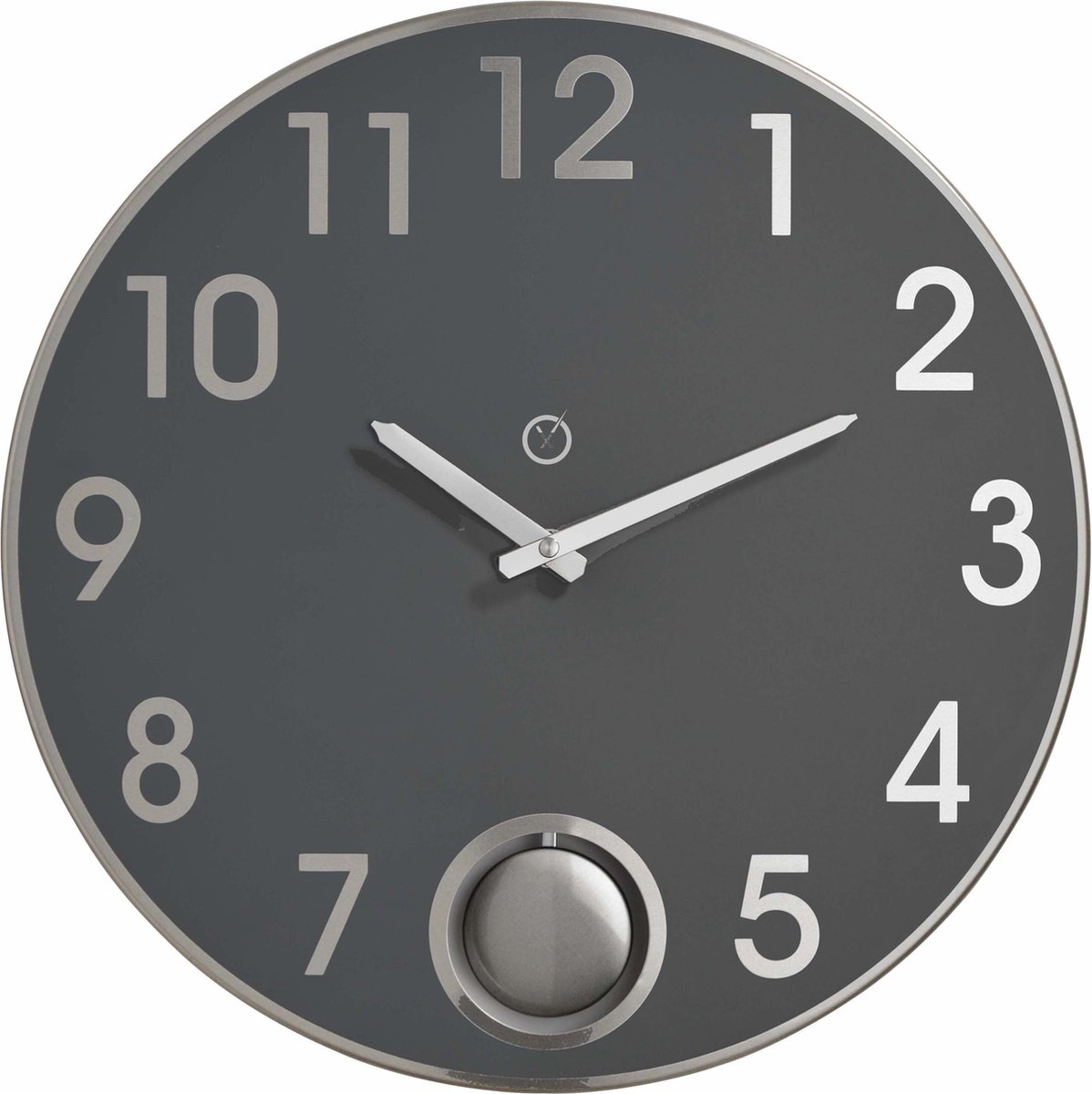 Sompex – 8128 – Wandklok met slinger – Metaal – Ø38 cm – Brussels – Antraciet/Zilver