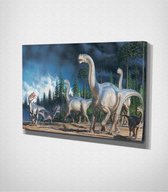 Dinosaurs - 120 x 80 cm - Schilderij - Canvas - Slaapkamer - Wanddecoratie  - Slaapkamer - Foto op canvas