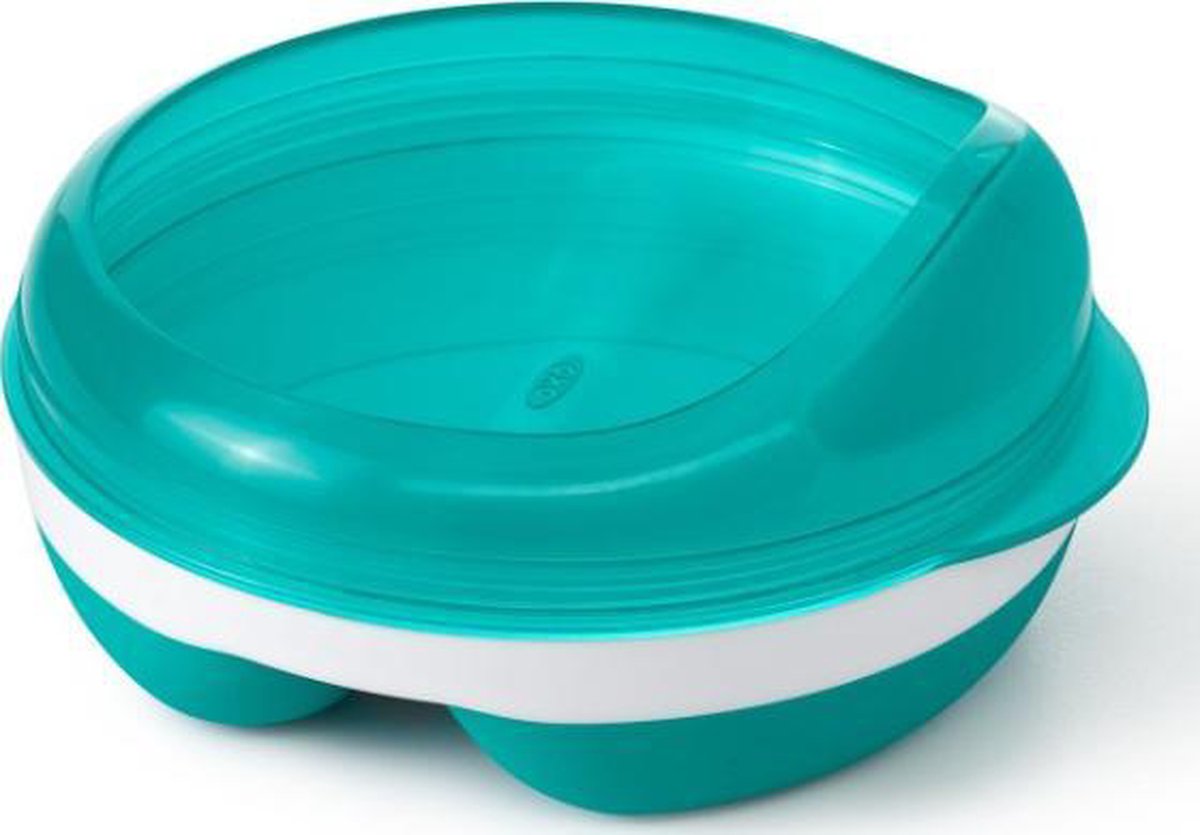 Goedkoopste OXO tot Voedingsbord met 2 vakjes - Bord Baby - Babyservies - Servies baby - Bordje -Teal