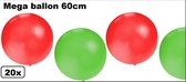 20x Mega Balloon 60 cm rouge-vert