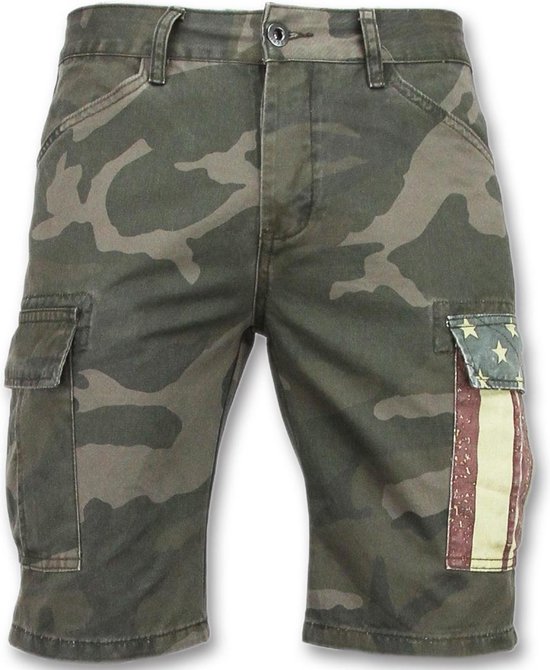 Camouflage korte broek mannen - Goedkope bermuda broeken - 9017 - Groen / Grijs