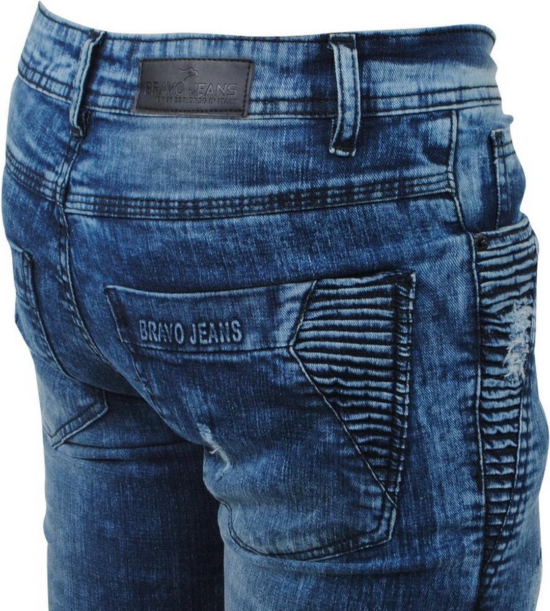Bravo Jeans - Heren Jeans - Damaged Look - Raugh Line - Slim Fit - Stretch  - Lengte 34... | bol.com