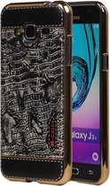 M-Cases Zwart Krokodil Design TPU back case hoesje voor Samsung Galaxy J3 2016