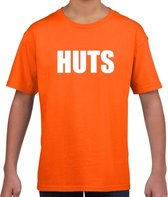 HUTS tekst t-shirt oranje voor kids M (134-140)