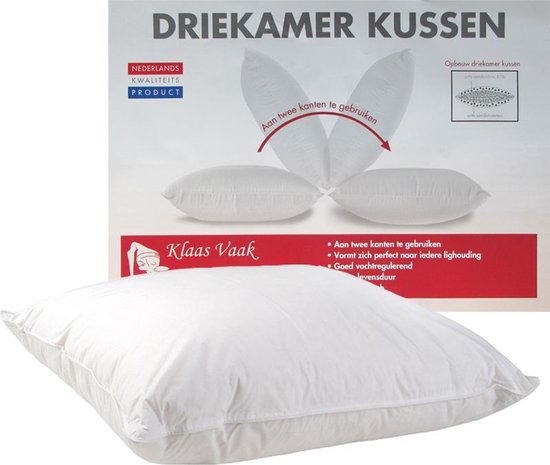 Klaas Vaak Driekamer Kussen - Eendendons en veren - 60x70 cm - Wit