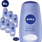 NIVEA Crème Smooth Douchecrème - 6 x 750 ml - Voordeelverpakking