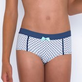 Boobs & Bloomers Kim Meisjes Boxer - Wit met blauwe stipjes - Maat XXS