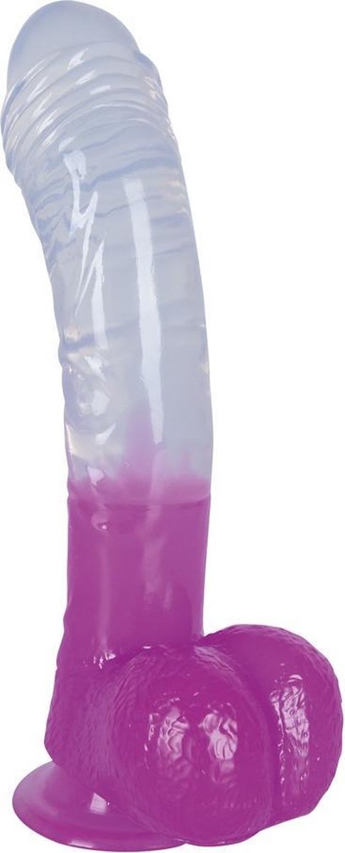 Goedkoopste You2Toys – ‘Jolly Buttcock’ met Kleine Balzak en Grote Schacht Extreem Flexibel en Verdikte Eikel op Zuigvoet – 19 cm - Transparant Paars