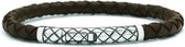SILK Jewellery - Zilveren Armband - Crossline - 427BRN.21 - bruin leer - Maat 21