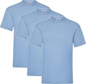 3 Pack Shirts Fruit of the Loom Ronde Hals Sky Blue Maat XXXL (3XL) Valueweight