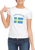 Wit dames t-shirt met vlag van Zweden M