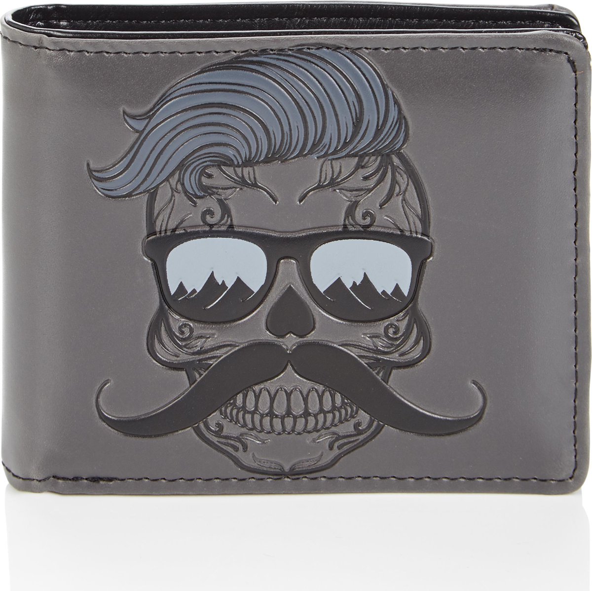 Shagwear Portemonnee - Stoere Billfold Heren Portemonnee - Mannen - Kunstleer - Hipster Skull (009788W)