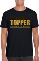 Zwart Topper shirt in gouden glitter letters heren - Toppers dresscode kleding L