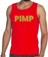 Pimp glitter tekst tanktop / mouwloos shirt rood heren - heren singlet Pimp S