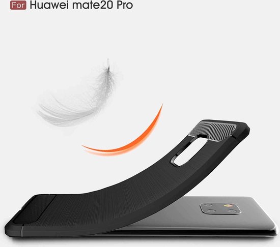 DrPhone Mate 20 PRO - Coque en TPU brossé - Coque en Siliconen anti- chute Ultimate - Look fibre de carbone - Zwart