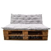 HOOMstyle Summer palletkussen set Rib - Loungekussen zit en rug - set 2 stuks- grijs / lichtgrijs