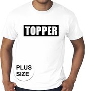 Toppers Grote maten Topper  in kader shirt heren wit  / Wit Topper t-shirt plus size heren XXXXL