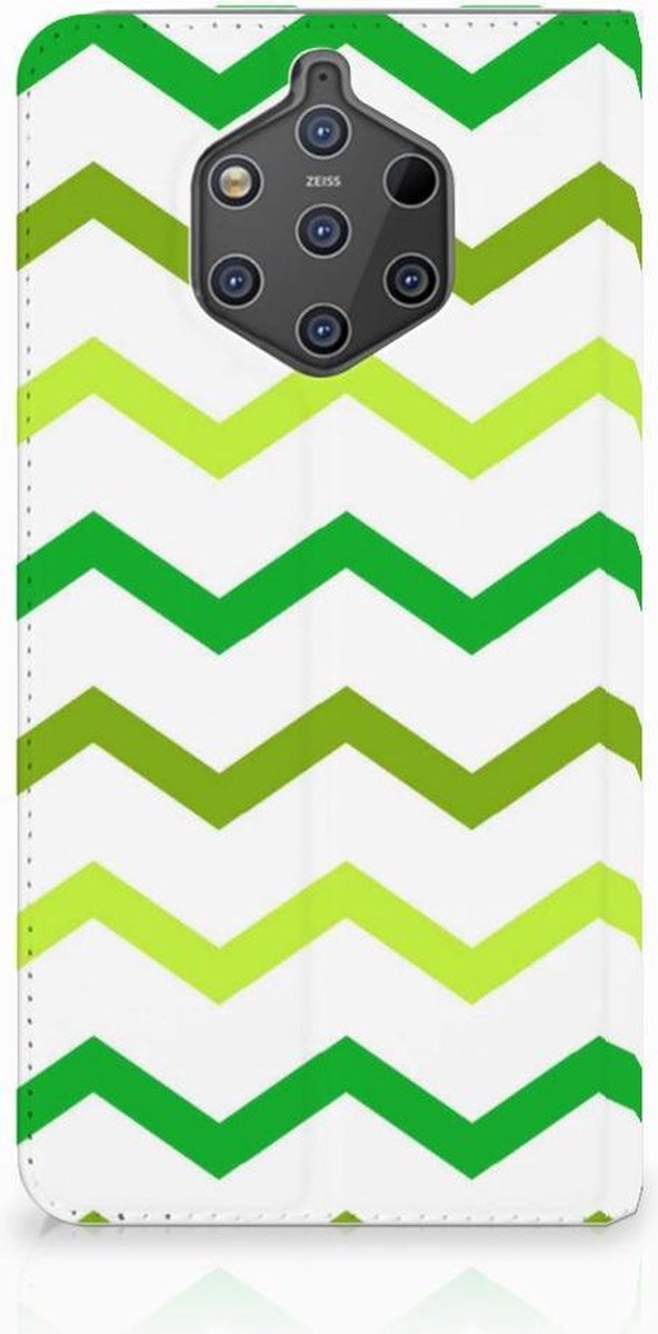Nokia 9 PureView Hoesje met Magneet Zigzag Groen