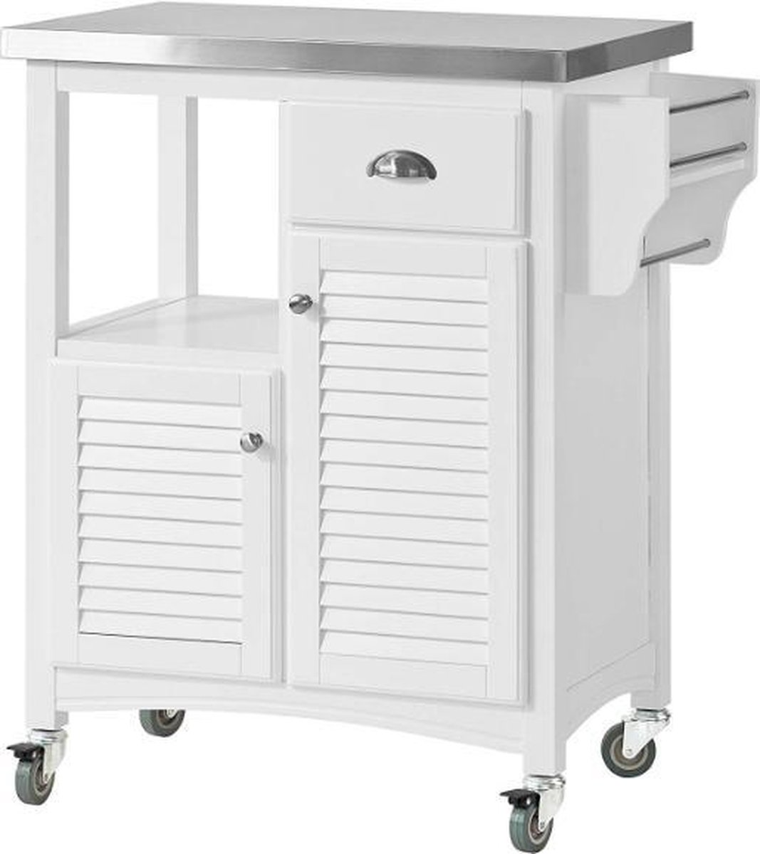 Simpletrade Keukentrolley - Serveerwagen - Kruidenrek - Lade - Handdoekenrek - Roestvrij staal - 71x45x94 cm
