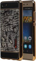 M-Cases Croco Design TPU Hoesje voor Huawei P8 Lite Zwart