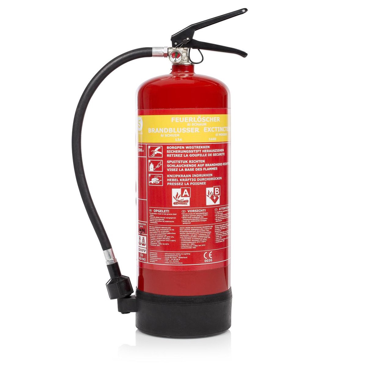 Smartwares SB6 - Schuimblusser - Brandklasse AB - 6kg