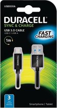 DURACELL USB 2 0 to USB-C Cable 1m Black