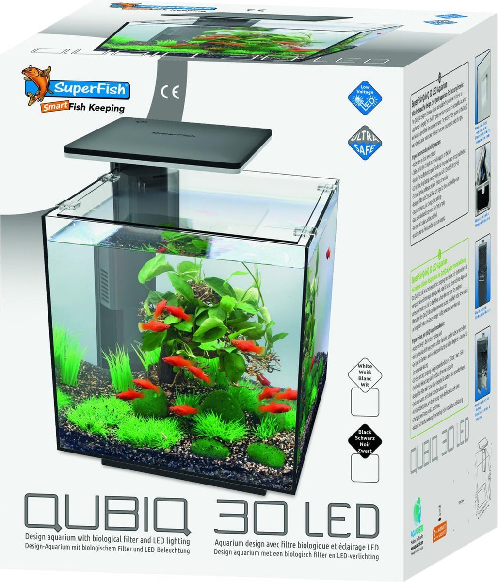 SuperFish QubiQ 30 LED - 32 x 32 x 42,5 cm - 30 L - Zwart | bol.com