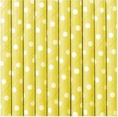Papieren rietjes geel met witte stippen