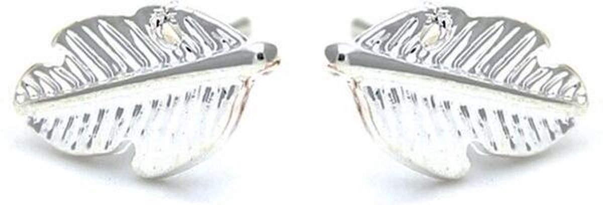 24/7 Jewelry Collection Veer Oorbellen - Blad - Leaf - Stud - Knopjes - Zilverkleurig - Amodi