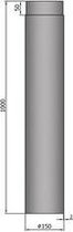 Kachelpijp Ø150 lengte 1000 met spie zwart - zwart-staal - 2mm - H1000 Ø150mm