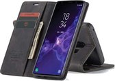 CASEME Samsung Galaxy S9 Plus Retro Wallet Case - Zwart
