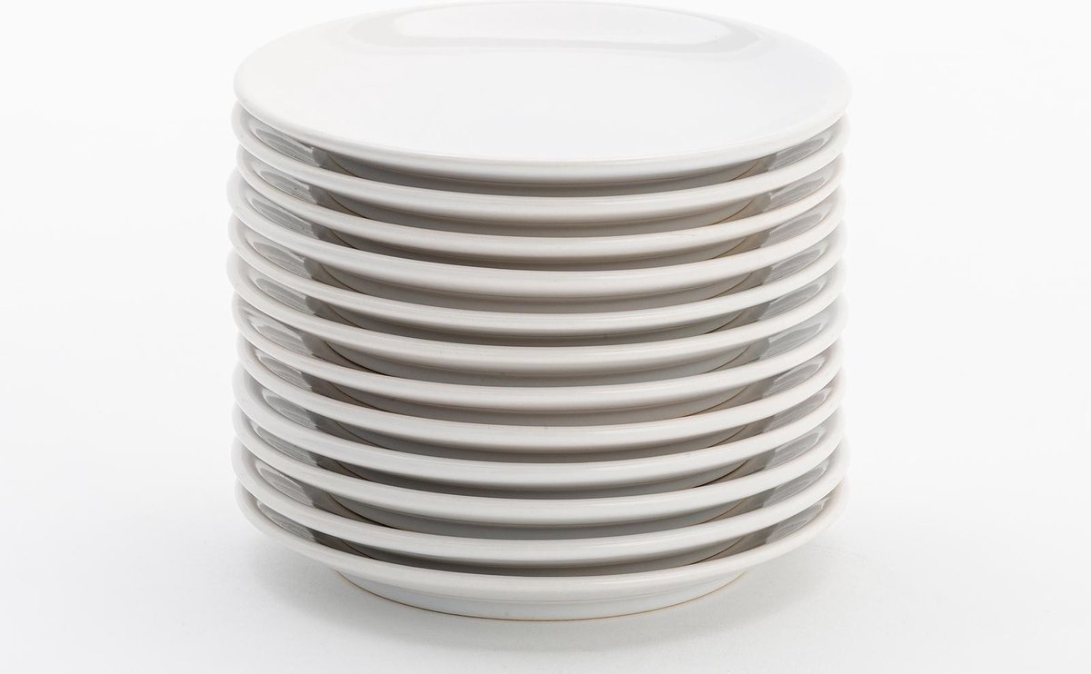 Lite-Body Hermes gebaksbordjes - Set van 12 stuks - 16 cm - Wit