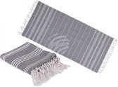 Fouta Hamamdoek: 80x170cm - Sauna - Strand Handdoek - Wit, Grijs