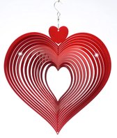 Spin Art windspinner hart RVS - Ø 15 cm - rood