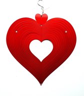 Spin Art windspinner hart RVS - Ø 30 cm - rood