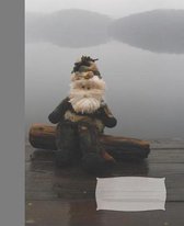 Cute Funny Camouflage Hunter by Lake in Fog Blank College-ruled Lined School Composition Notebook