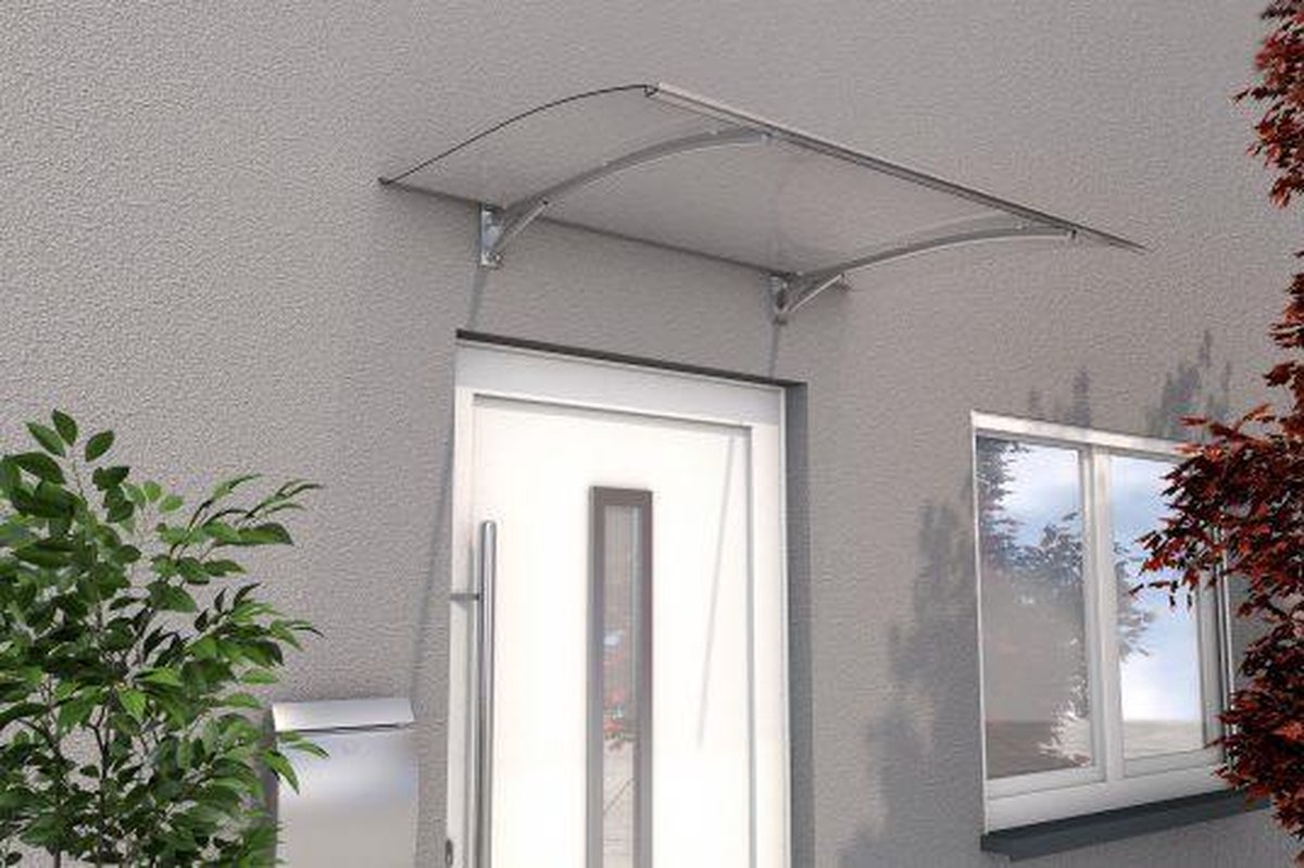 Deurluifel Sittard 150 x 90 x 22 cm aluminium rvs optiek - helder polycarbonaat 3 mm