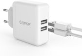 Orico Dubbele thuislader - adapter 2x 2.4A - 15W - Wit