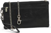Safekeepers Portemonnee Dames met ketting - Etui - afneembare polsband - Leer - Zwart