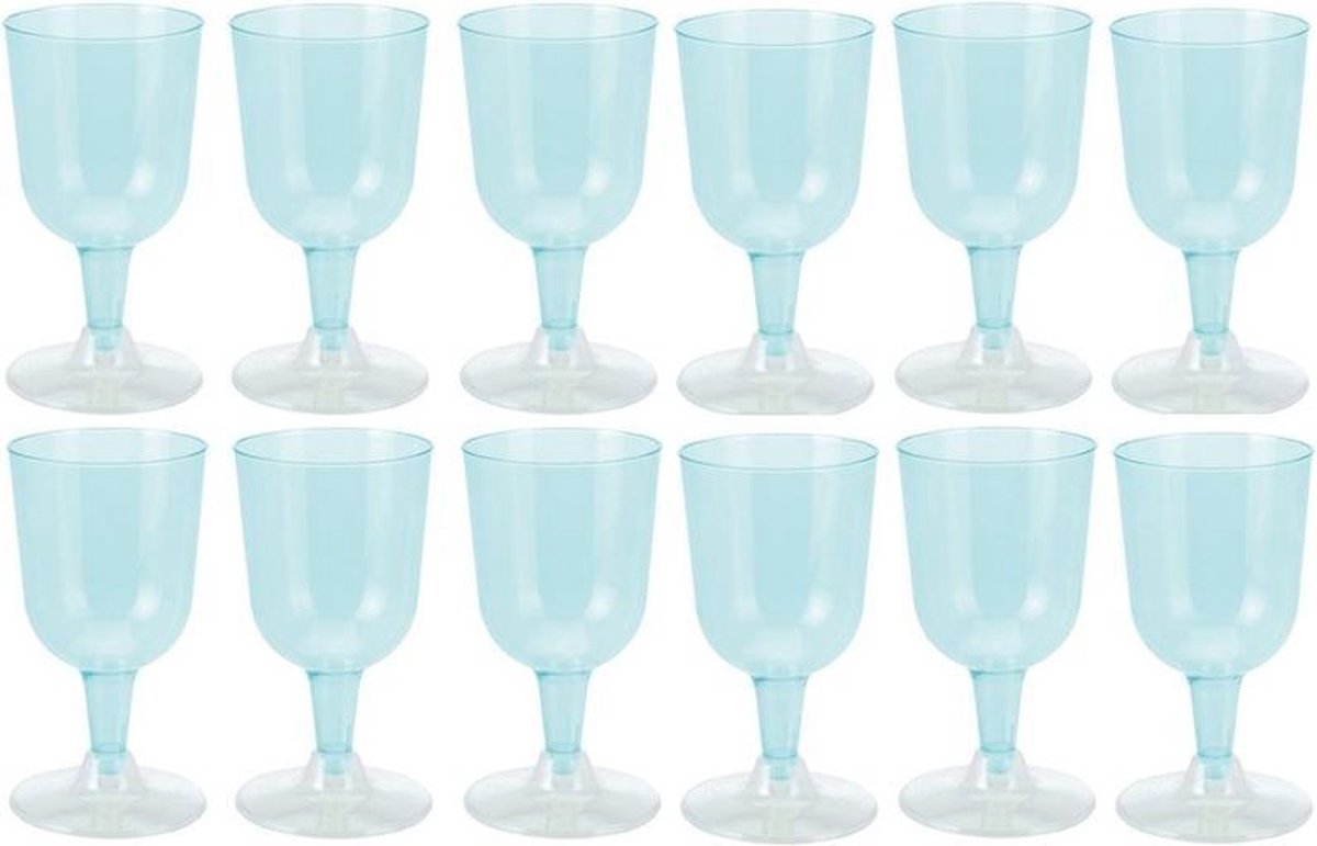 Klassiek visueel meesteres 12x Blauwe plastic wijnglazen 170 ml - Kunststof wegwerp glazen voor wijn |  bol.com