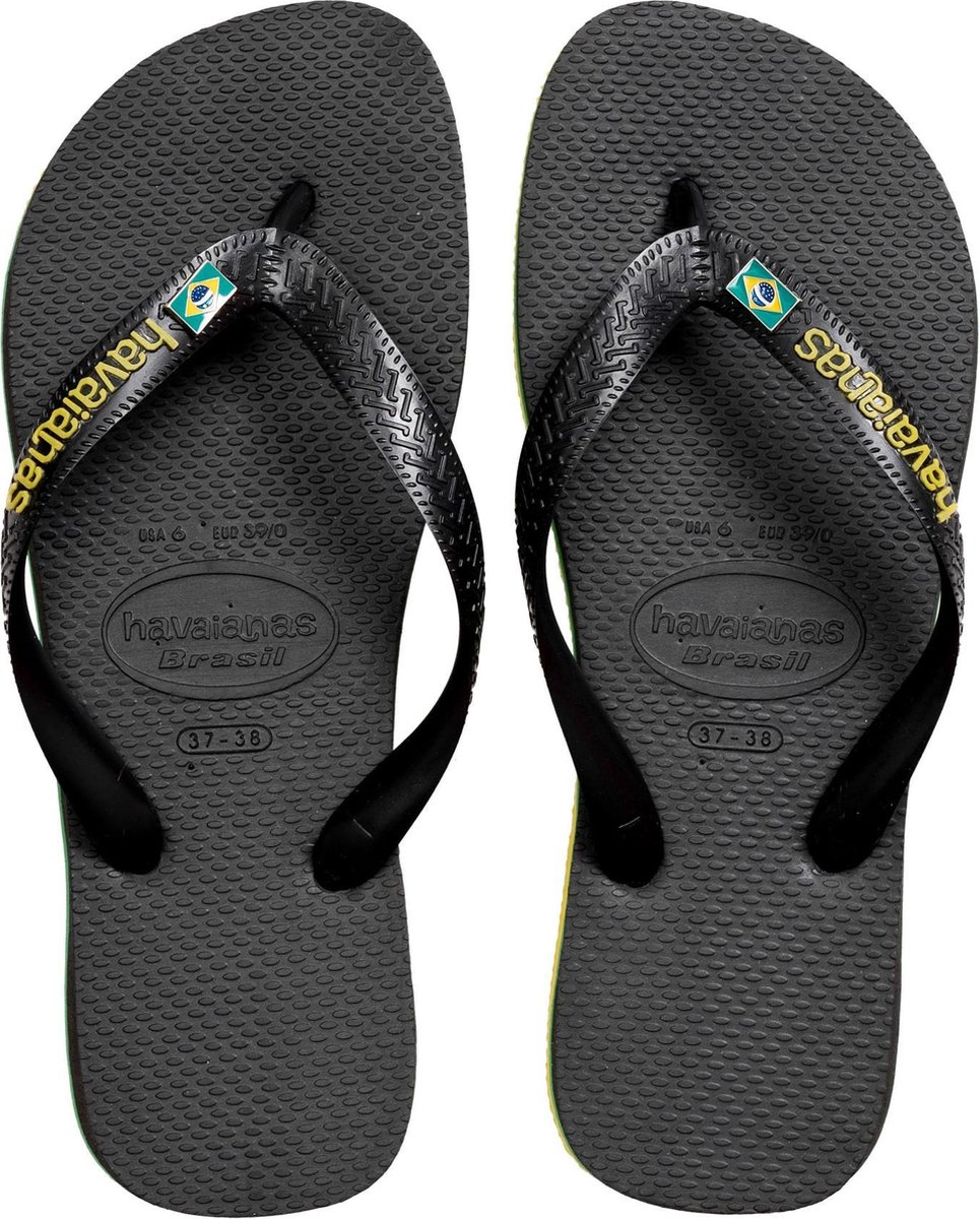 Havaianas Slippers - Unisex zwart/geel/groen - Maat 41/42 | bol