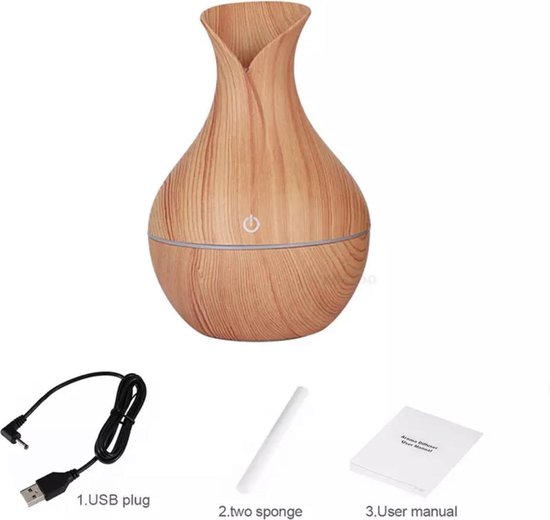 Aroma Diffuser - Luchtbevochtiger Aroma Therapie + NEUTRIHERBS Olie 10 ML - Vernevelaar – Verstuiver – Lichtbruin