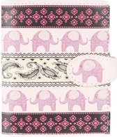 Shagwear Portemonnee - Compact Beugelportemonnee - Dames - Kunstleer - Tribal Elephant Pattern (0253sm)