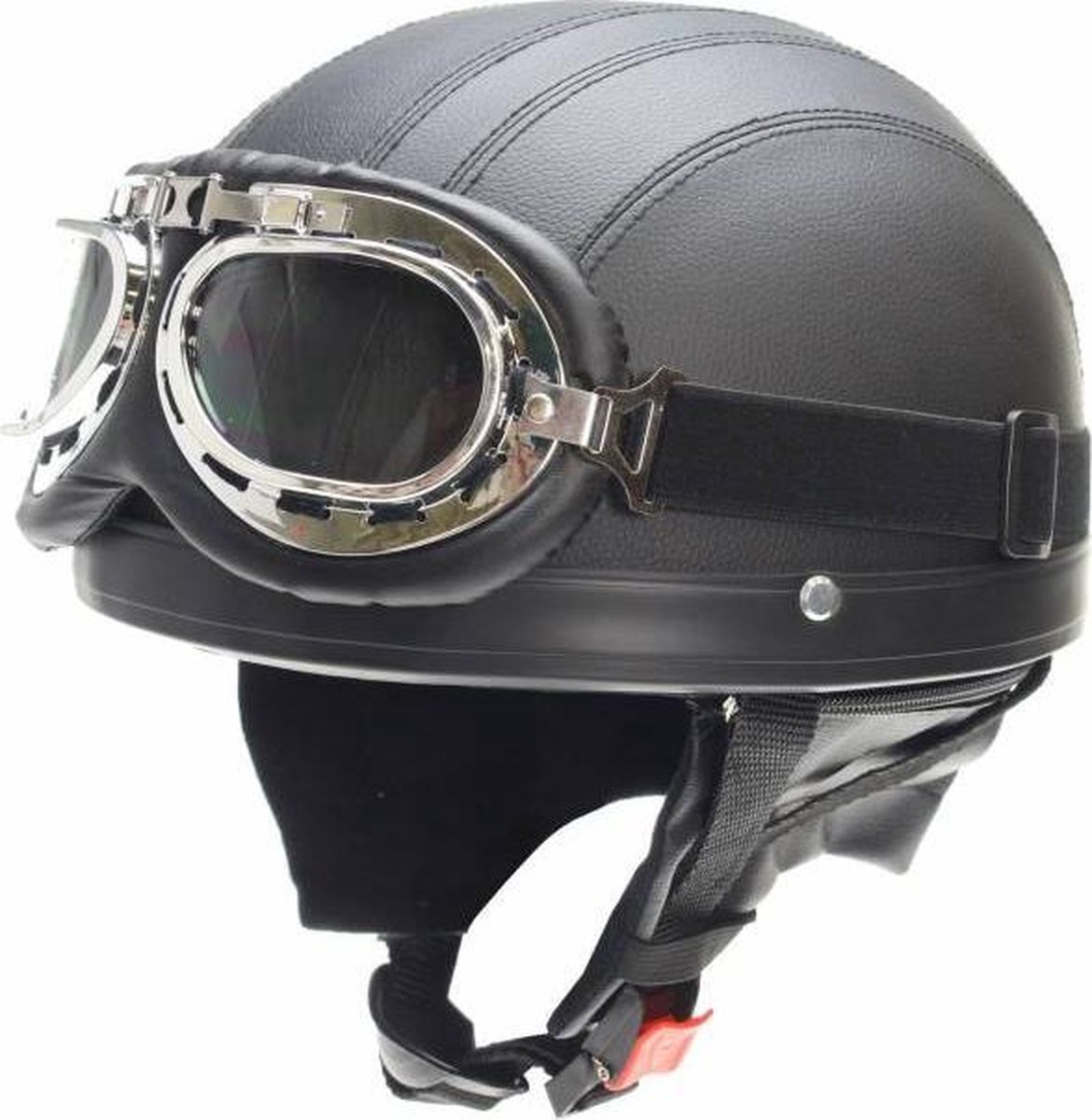 Vintage retro mat zwart leren pothelm | bol.com