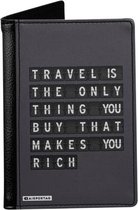 'Travel is the only thing you buy that makes you rich' - Paspoorthoes - Paspoorthouder - Paspoort Protector - Beschermhoes - Cover - Mapje - Canvas / Leer - Bescherming van je paspoort - Voor Op Reis / Reizen / Vakantie