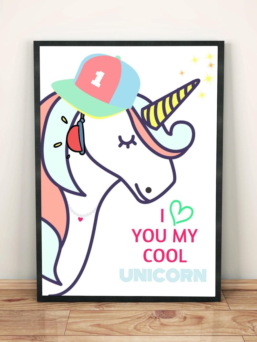 Mystery Souk Poster - Foto Met Een Unicorn Eenhoorn Inbegrepen - 70 X 50 Cm - Zwart