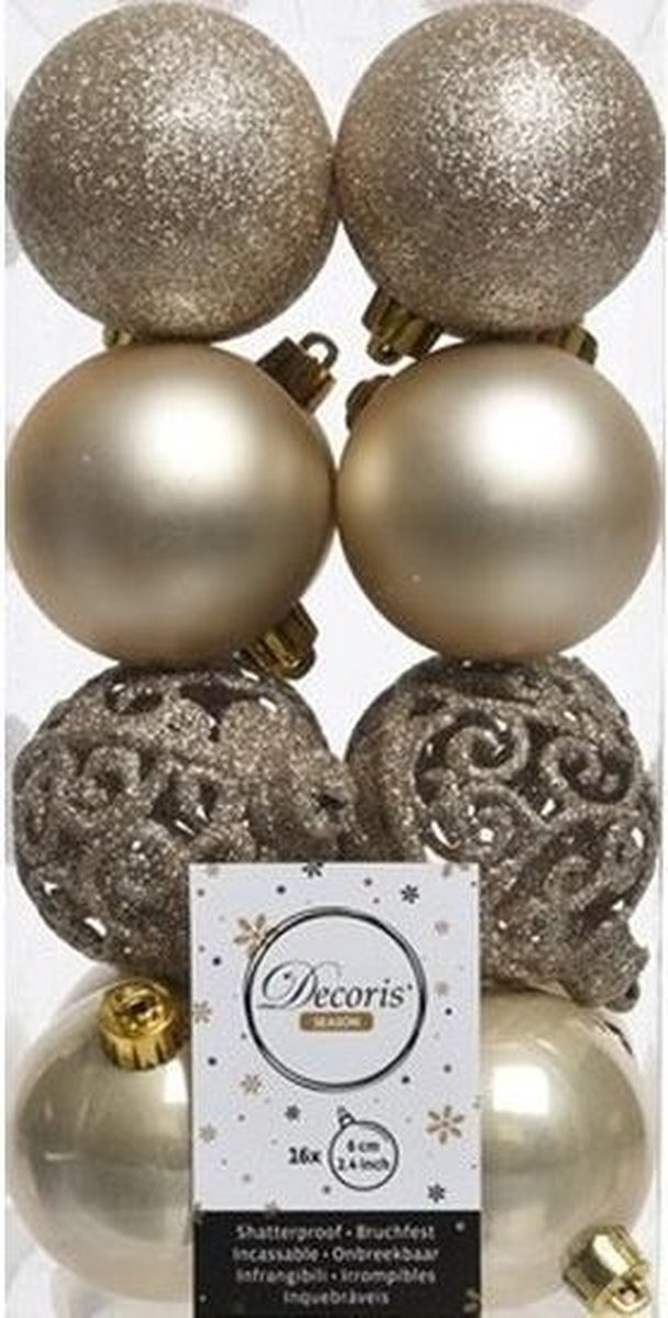 Rationeel Uitmaken Hilarisch 16x Licht parel/champagne kunststof kerstballen 6 cm - Mix - Onbreekbare  plastic... | bol.com